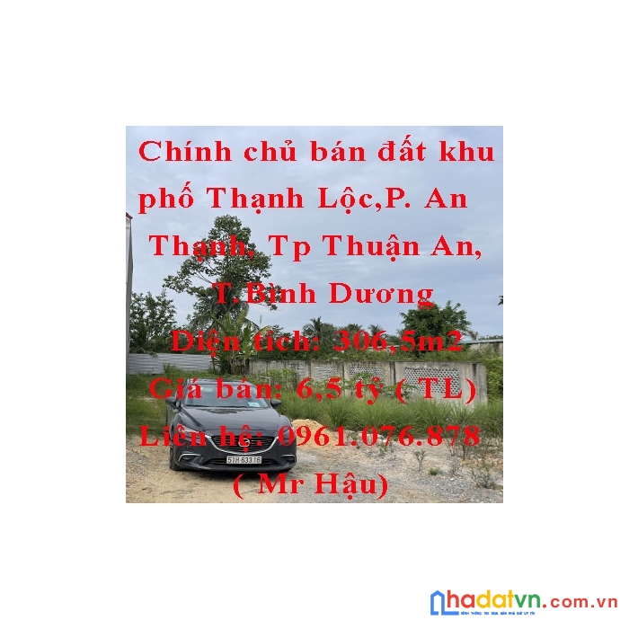 Chính chủ bán đất khu phố thạnh lộc,phường an thạnh, tp thuận an, bình dương