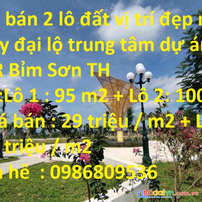 Cần bán 2 lô đất vị trí đẹp nằm ngay đại lộ trung tâm dự án tnr bỉm sơn – thanh hóa