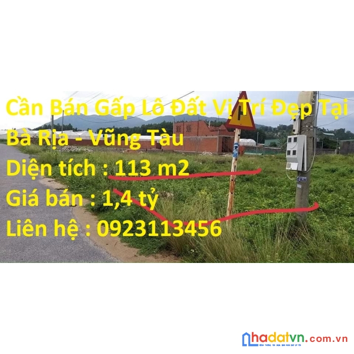 Cần bán gấp lô đất vị trí đẹp tại bà rịa – vũng tàu