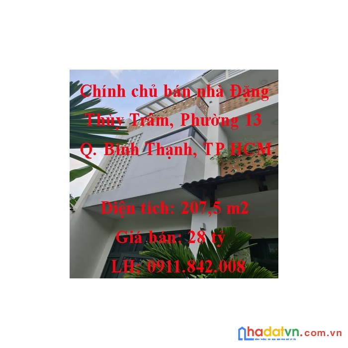 Chính chủ bán nhà đặng thùy trâm, phường 13, quận bình thạnh, tp hcm