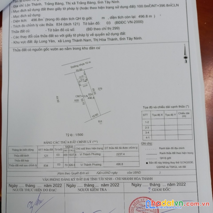 Chính chủ cần bán đất tặng nhà tại khu phố long yên, phường long thành nam, tx hoà thành, tỉnh tây