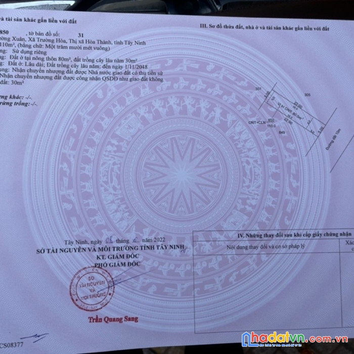 Chính chủ cần bán đất tại ấp trường xuân, xã trường hoà, thị xã hoà thành, tỉnh tây ninh