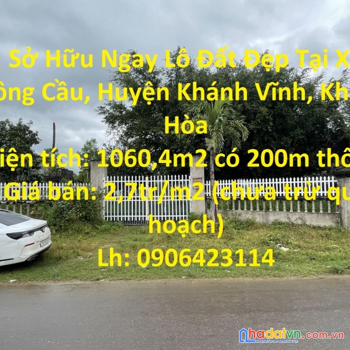 Sở hữu ngay lô đất đẹp tại xã sông cầu, huyện khánh vĩnh, khánh hòa