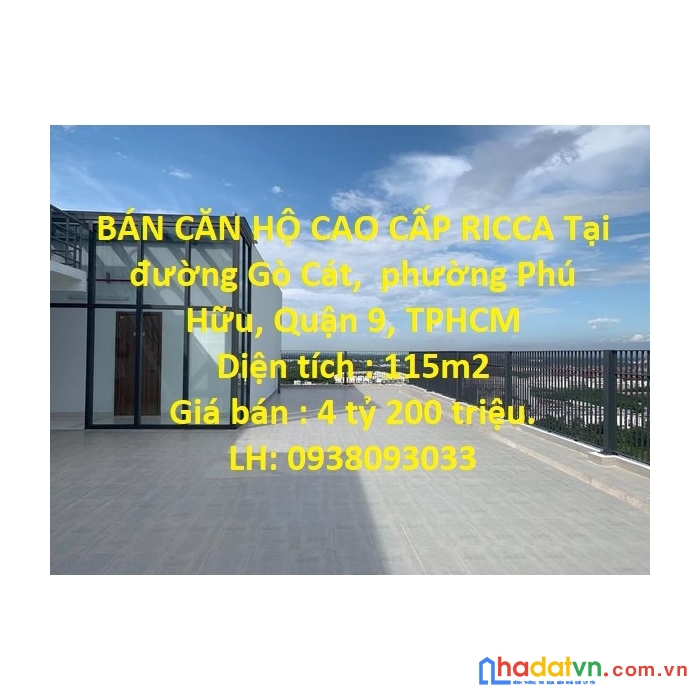 Bán căn hộ cao cấp ricca tại quận 9, mới toanh, vị trí đẹp