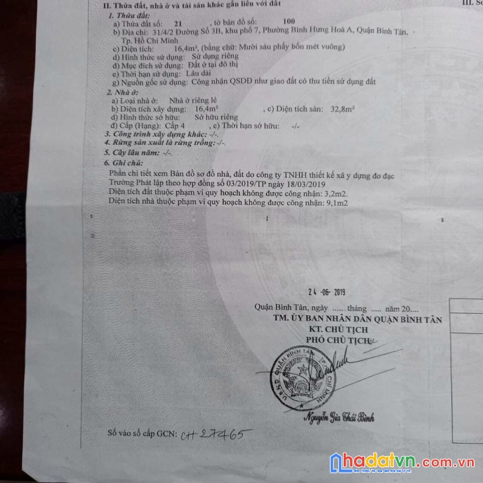 Bán nhà ngay trường tiểu học bình long, bhha, bình tân - 1.75 tỷ