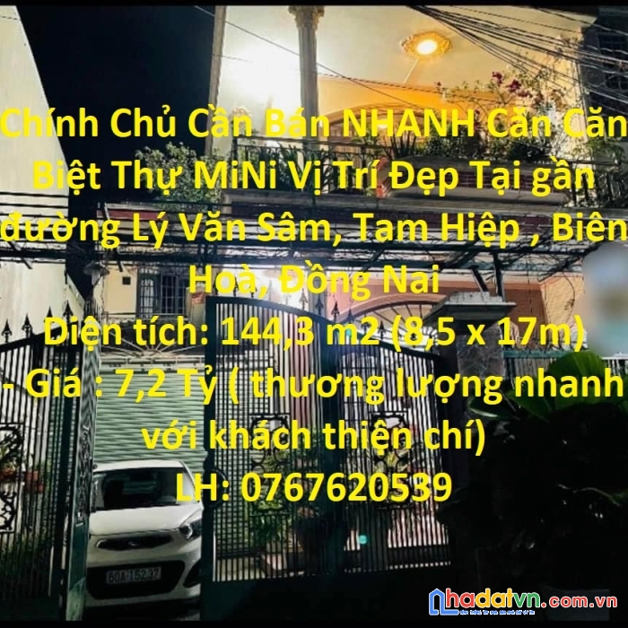 Chính chủ cần bán nhanh căn căn biệt thự mini vị trí đẹp tại tp biên hòa