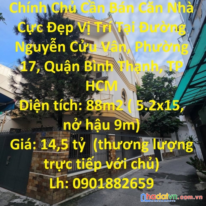 Chính chủ cần bán căn nhà cực đẹp vị trí tại quận bình thạnh-hcm