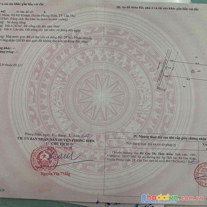 Bán 1 lô đất hàng hiếm full thổ cư huyện phong điền, tp. cần thơ