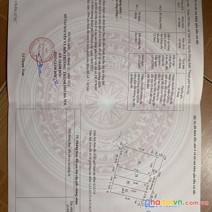 Bán 69m2 thôn thố bảo, vân trì, vân nội, đông anh. giá chỉ 2xtr/m2.