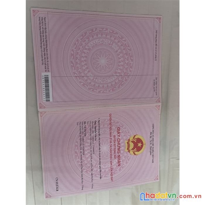 Bán đất 2 mt đường trường chinh - trung tâm thị xã phú mỹ