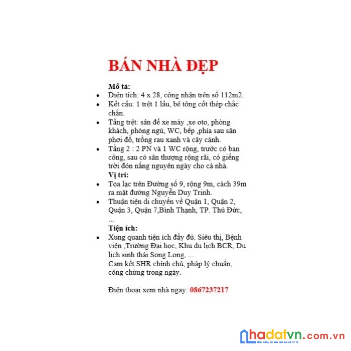 Bán nhà đẹp quận 9 - tp thủ đức giá 5.5 tỷ / 108m2