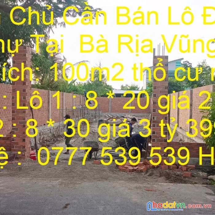 Chính chủ cần bán lô đất nền biệt thự nghỉ dưỡng vị trí đẹp tại bà rịa vũng tàu