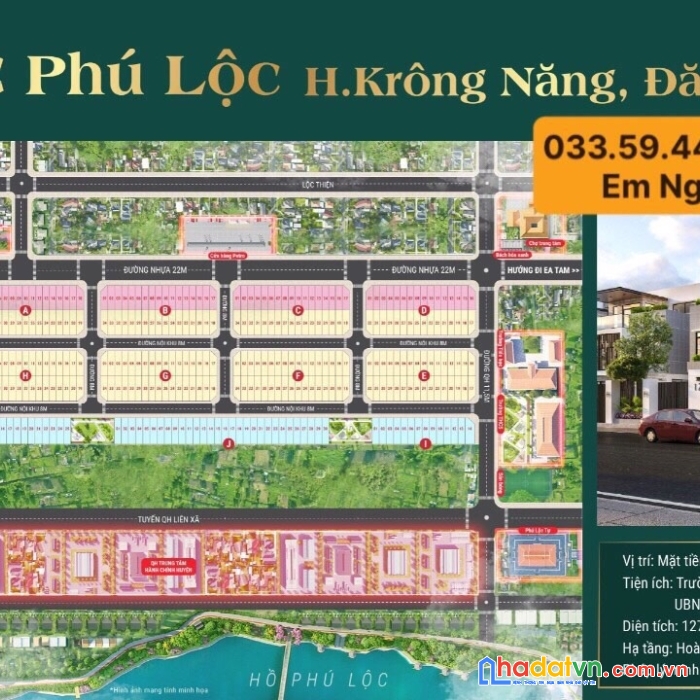 Cần bán đất nền sát trung tâm hành chính cách chợ phú lộc krông năng 100m