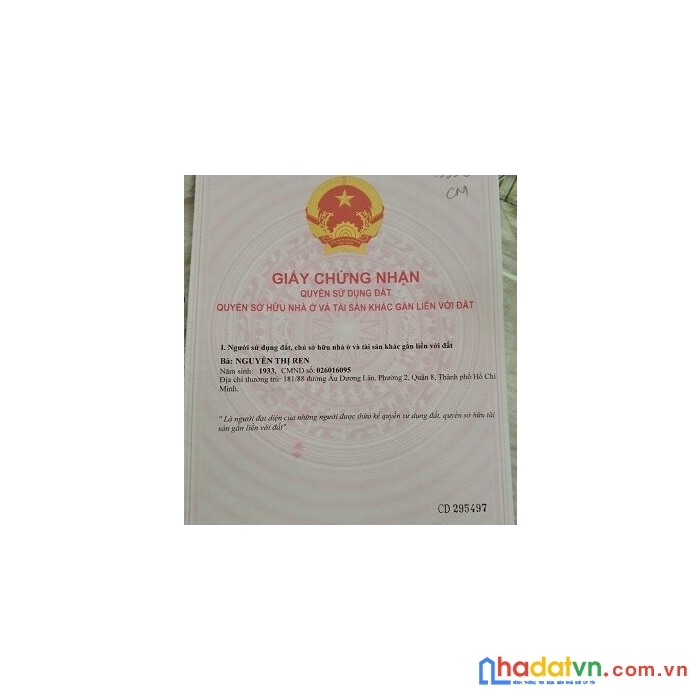 Cần bán nhà đường âu dương lân, phường 2, quận 8