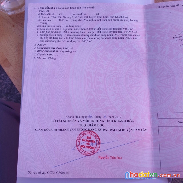 Hot hot hot sở hữu ngay lô đất đẹp tại xã suối cát, huyện cam lâm, khánh hòa