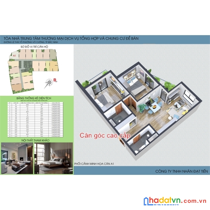 Căn góc 2 ngủ chung cư cao cấp bắc ninh