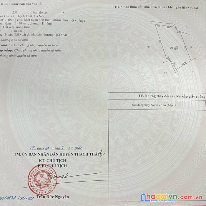 Cần sang tên mảnh đất đẹp nhất tân xã 1400m full thổ cư sát vành đai công nghệ.