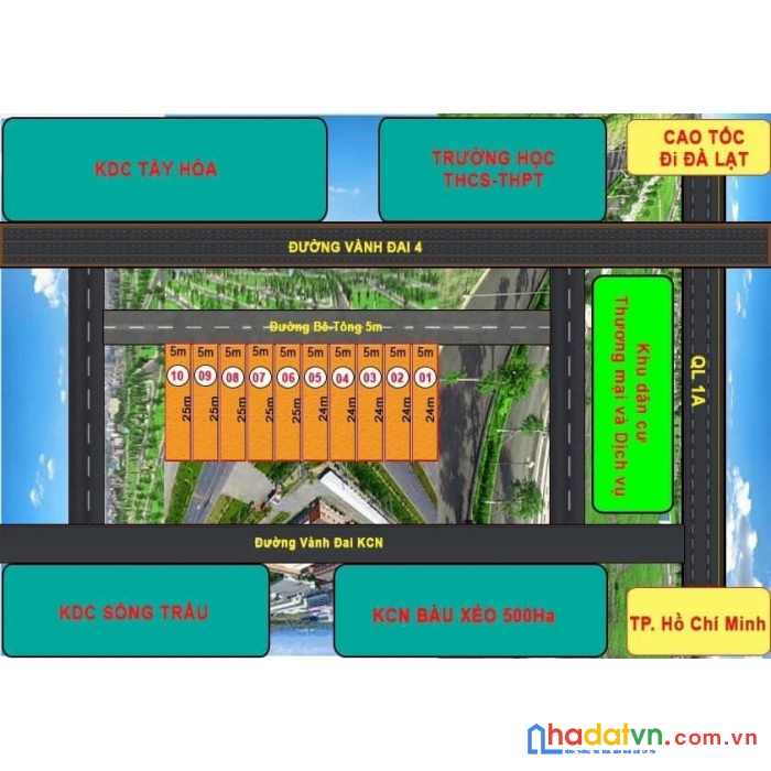 Bán 10 lô đất thổ cư tây hòa trảng bom giá 1,1 tỷ giá rẻ