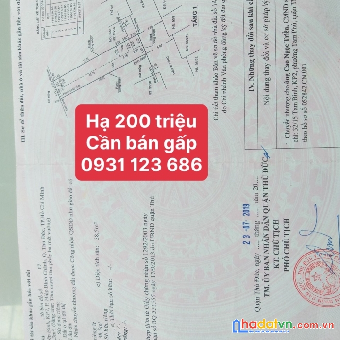 Cần bán gấp 2 lô đất liền nhau - ngay chợ hiệp bình - f hbc tp thủ đức