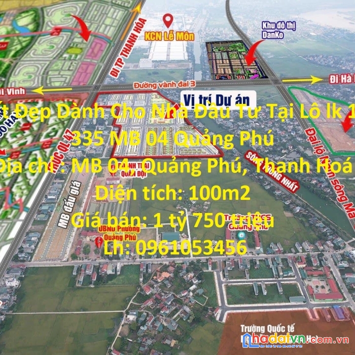 Đất đẹp dành cho nhà đầu tư tại lô lk 10 335 mb 04 quảng phú