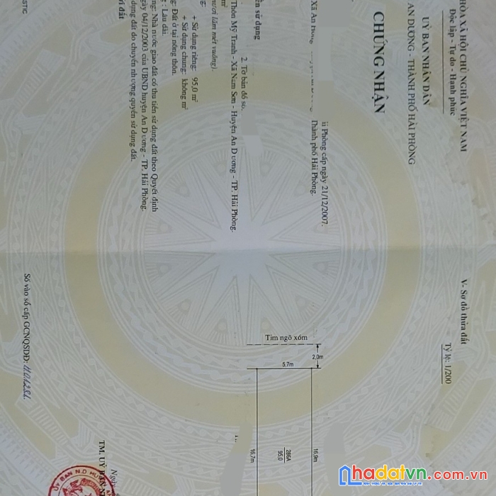 Cần bán lô đất cực ngon tại mỹ tranh nam sơn an dương hải phòng  diện tích 95m  ngang 5,7 m  giá