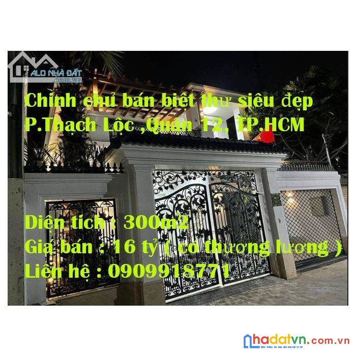 Chính chủ bán biệt thự siêu đẹp phường thạnh lộc , quận 12, tp.hcm