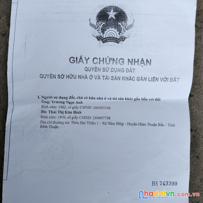Cần bán gấp lô đất đẹp gía đầu tư tại xã hàm hiệp huyện hàm thuận bắc, bình thuận