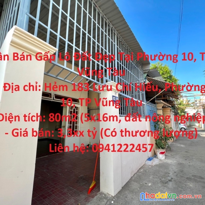 Cần bán gấp lô đất đẹp tại phường 10, tp vũng tàu