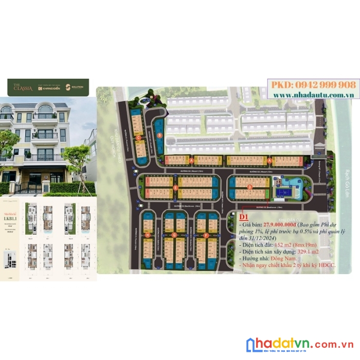 Bán căn nhà phố sân vườn d1 dự án classia khang điền