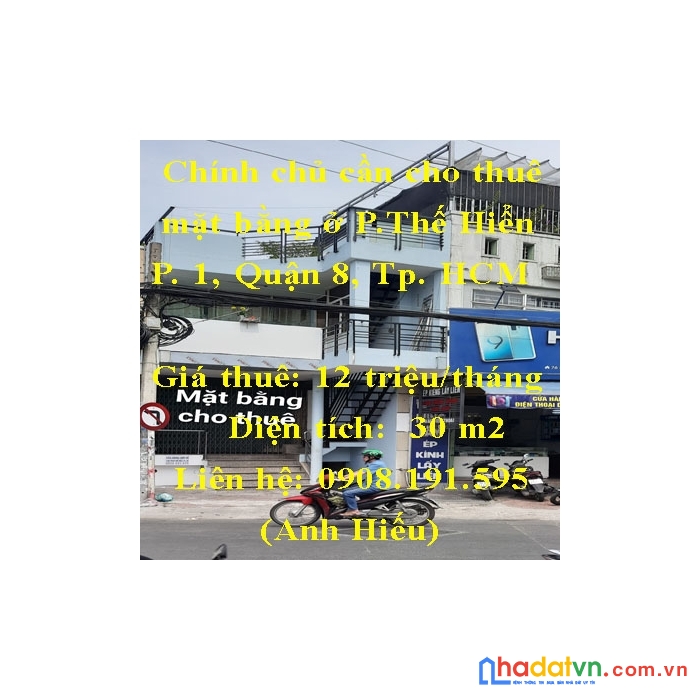 Chính chủ cần cho thuê mặt bằng ở phạm thế hiển, phường 1, quận 8, tp hồ chí minh