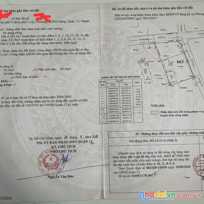 Lô đất đẹp có 1 không 2 dành cho các nhà đầu tư tại quận 12, tphcm