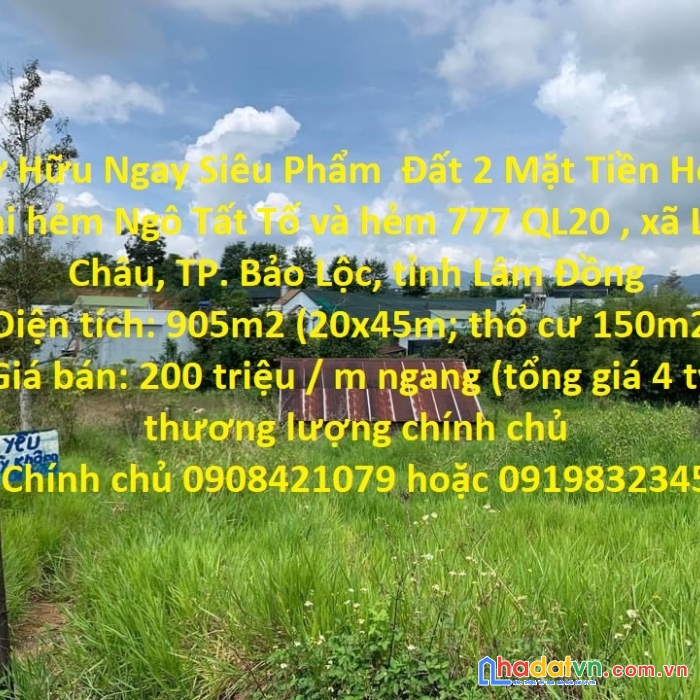 Sở hữu ngay siêu phẩm  đất 2 mặt tiền hẻm tại lộc châu – giá đầu tư.