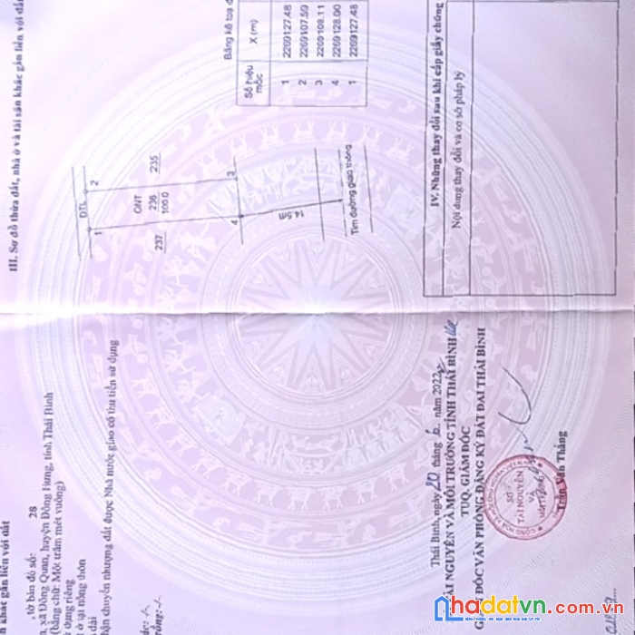 Chính chủ cần bán đất tại thôn đông an, xã đông quan, huyện đông hưng, tỉnh thái bình