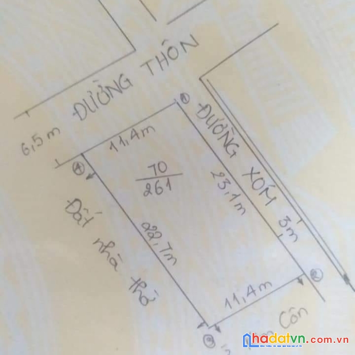 Chính chủ cần bán gấp lô đất 261m2 tại thôn kim côn - xã chiến thắng - an lão - hải phòng