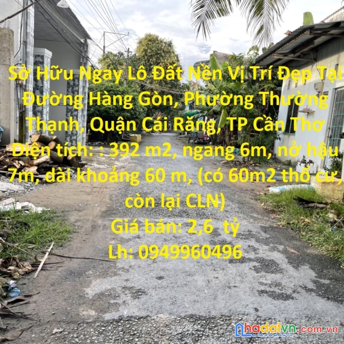 Sở hữu ngay lô đất nền vị trí đẹp tại tp cần thơ