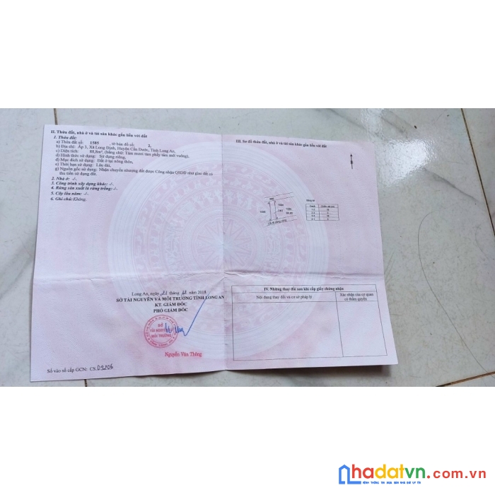 Chính chủ cần bán gấp lô đất vị trí đẹp tại cần đước, long an