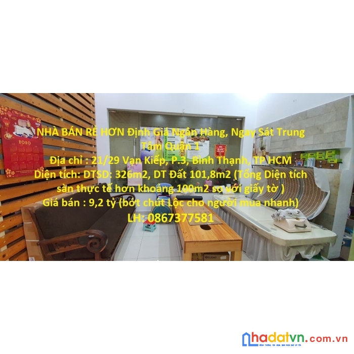 Nhà bán rẻ hơn định giá ngân hàng, ngay sát trung tâm quận 1