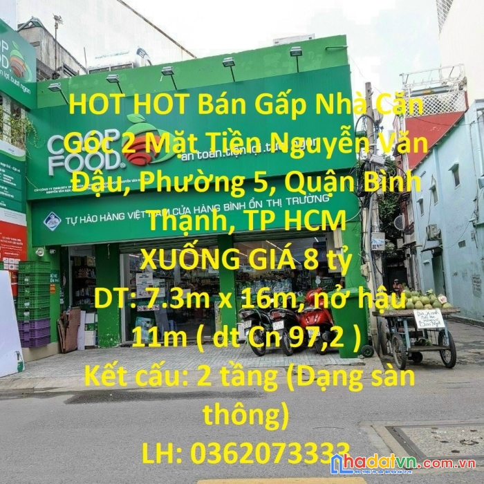 Hot hot bán gấp nhà căn góc 2 mặt tiền nguyễn văn đậu, phường 5, quận bình thạnh, tp hcm