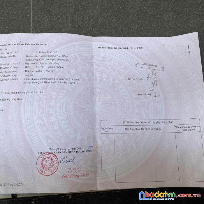 Lô đất 74m2 đường 7m trà khê , cạnh anh dũng 7 dương kinh 1,x tỷ