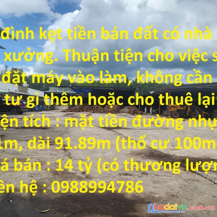 Gia đình kẹt tiền bán đất có nhà sẵn nhà xưởng. thuận tiện cho việc sx chỉ cần đặt máy vào làm