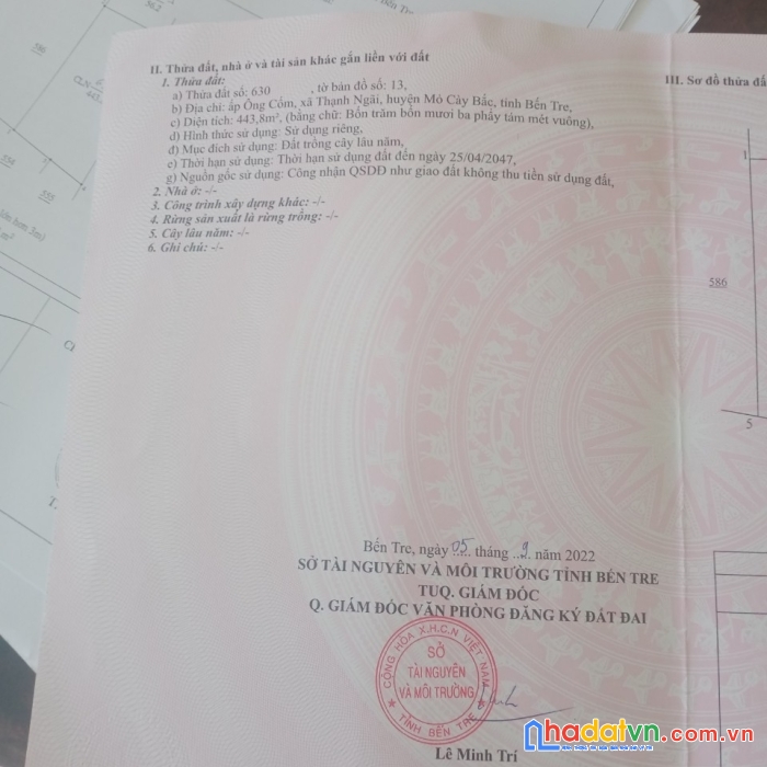 Tìm chủ mới cho lô đất siêu đẹp vị trí đắc địa tại tỉnh bến tre