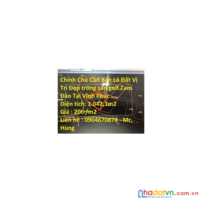 Chính chủ cần bán lô đất vị trí đẹp trong sân golf tam đảo tại vĩnh phúc