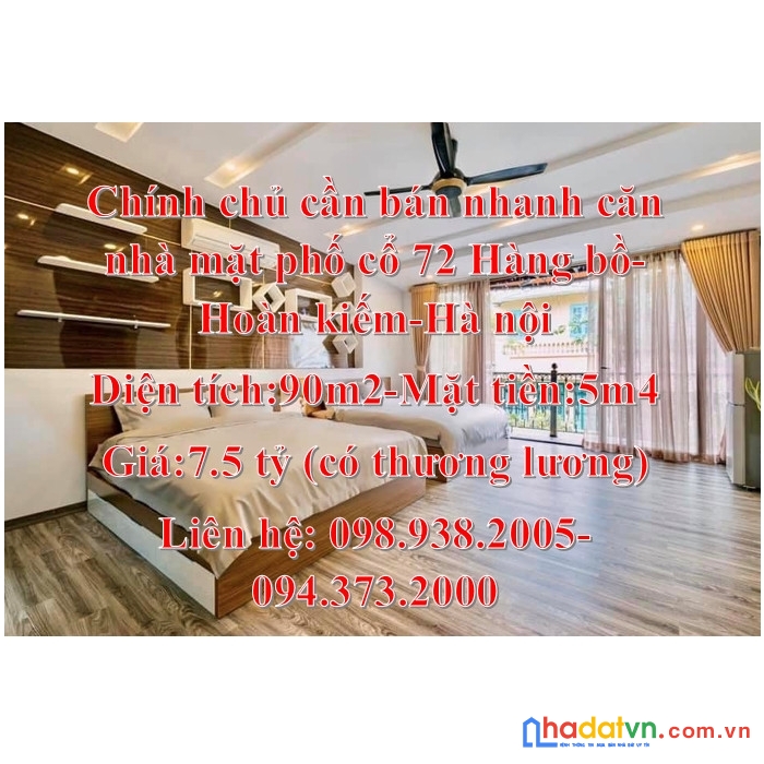 Chính chủ cần bán nhanh căn nhà mặt phố cổ 72 hàng bồ, quận hoàn kiếm, hà nội.