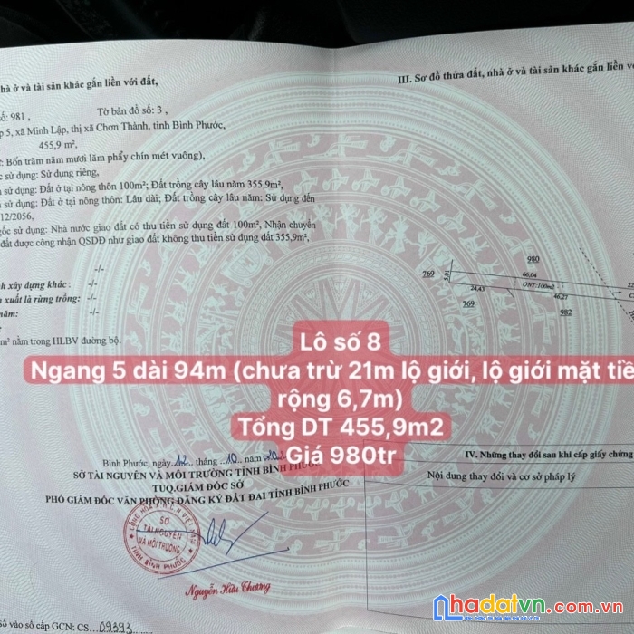 Còn 1 sổ đường liên tỉnh dt756 giá tốt.