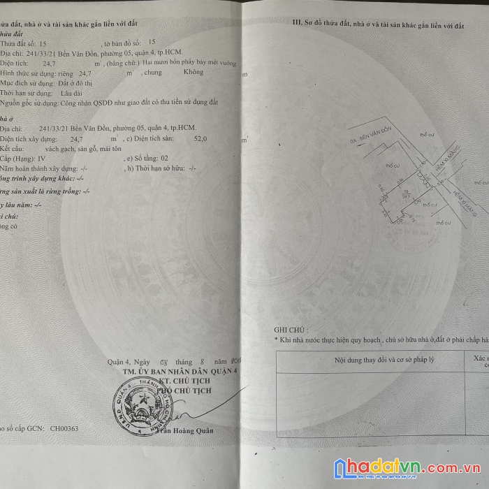 Chính chủ cần bán gấp nhà đường bến vân đồn, phường 2, quận 4 liên hệ: 0707976643