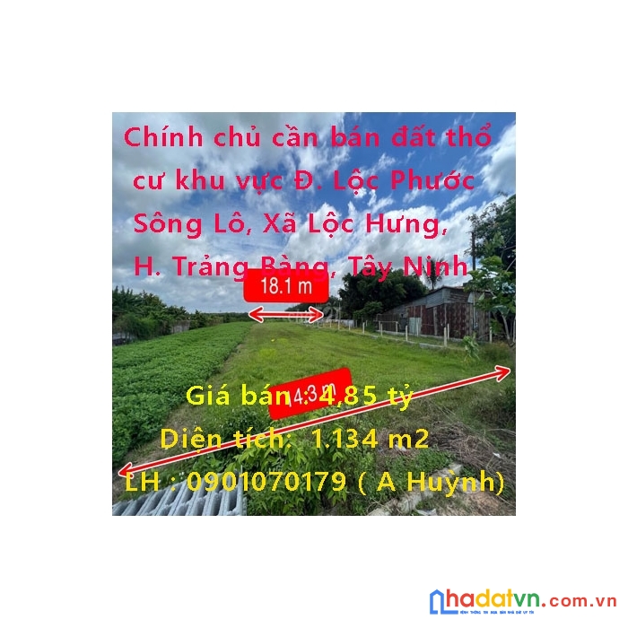 Chính chủ cần bán đất thổ cư khu vực tx trảng bàng