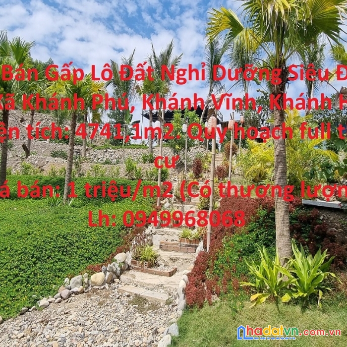 Cần bán gấp lô đất nghỉ dưỡng siêu đẹp tại xã khánh phú, khánh vĩnh, khánh hòa