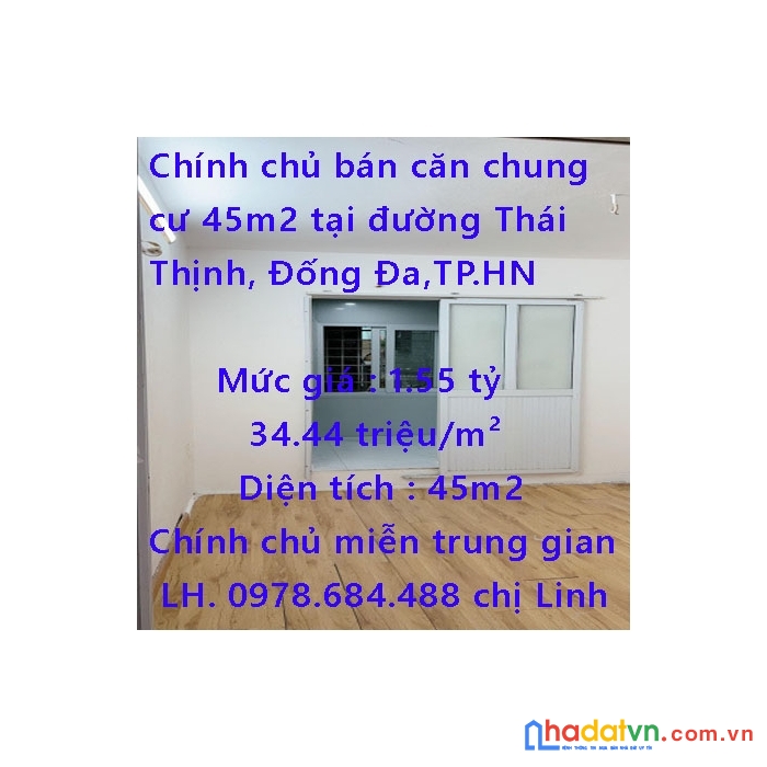 Chính chủ bán căn chung cư 45m2 tại đường thái thịnh, đống đa, nội thất đầy đủ vào ở ngay