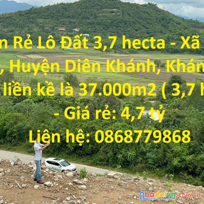 Bán rẻ lô đất 3,7 hecta - xã diên lâm, huyện diên khánh, khánh hòa