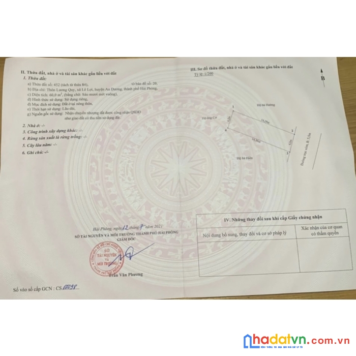 Bán lô đất lương quy lê lợi 990 triệu 60m2 đường 5,5m